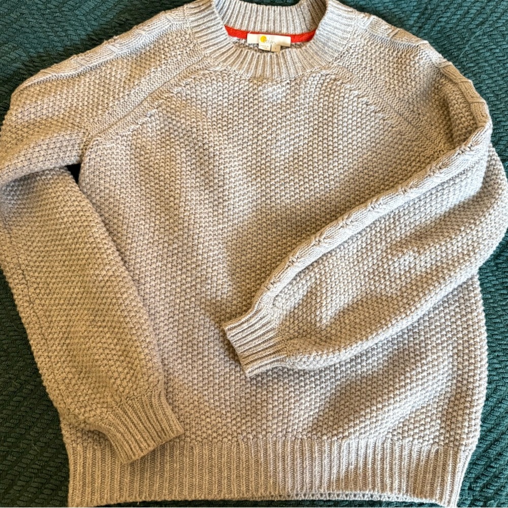 Boden Women's Light Gray Textured Crewneck Sweater